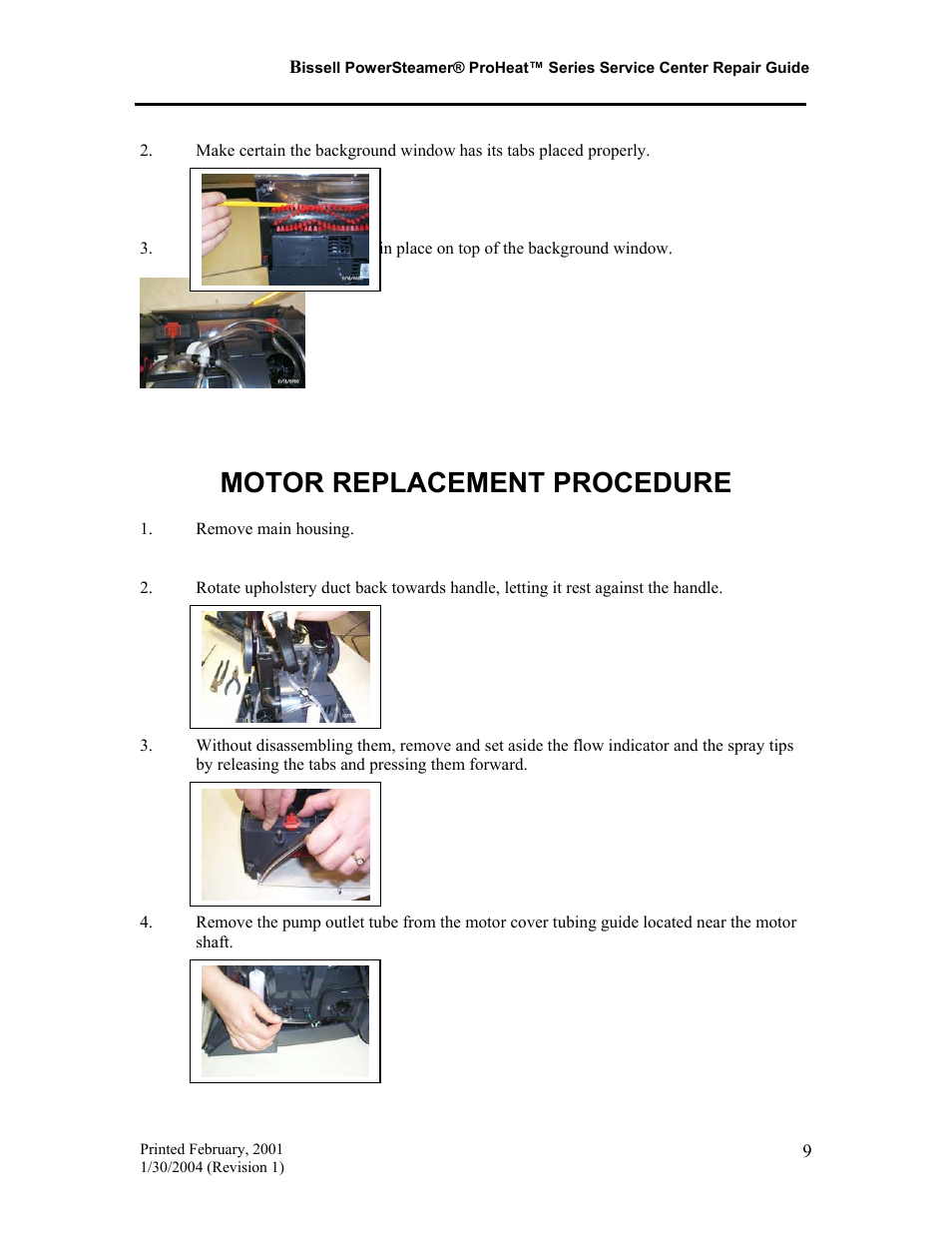 Motor replacement procedure | Bissell PROHEAT PRO-TECH 7920 User Manual | Page 10 / 22