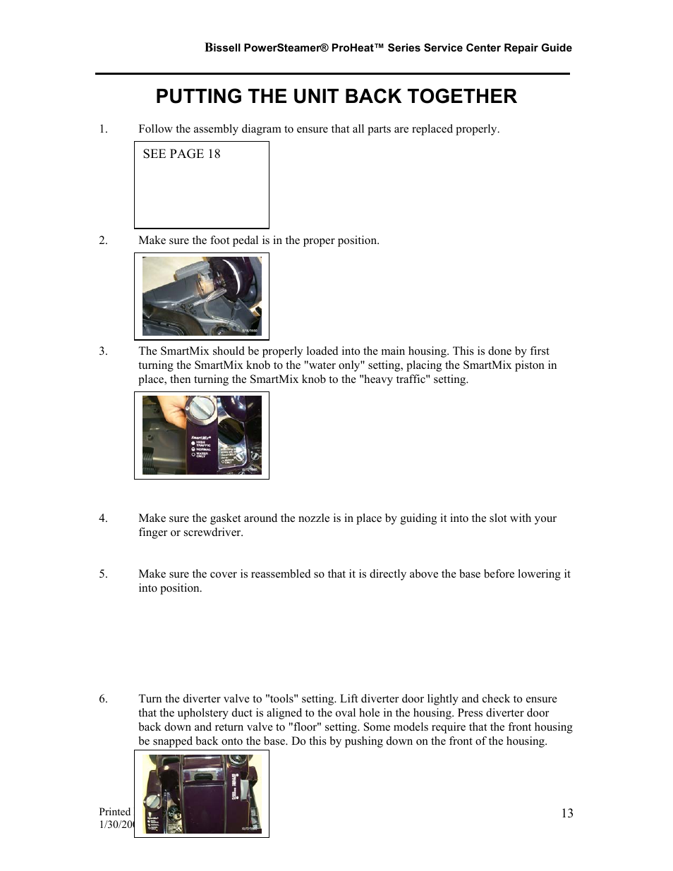 Putting the unit back together | Bissell PROHEAT PRO-TECH 7920 User Manual | Page 14 / 22
