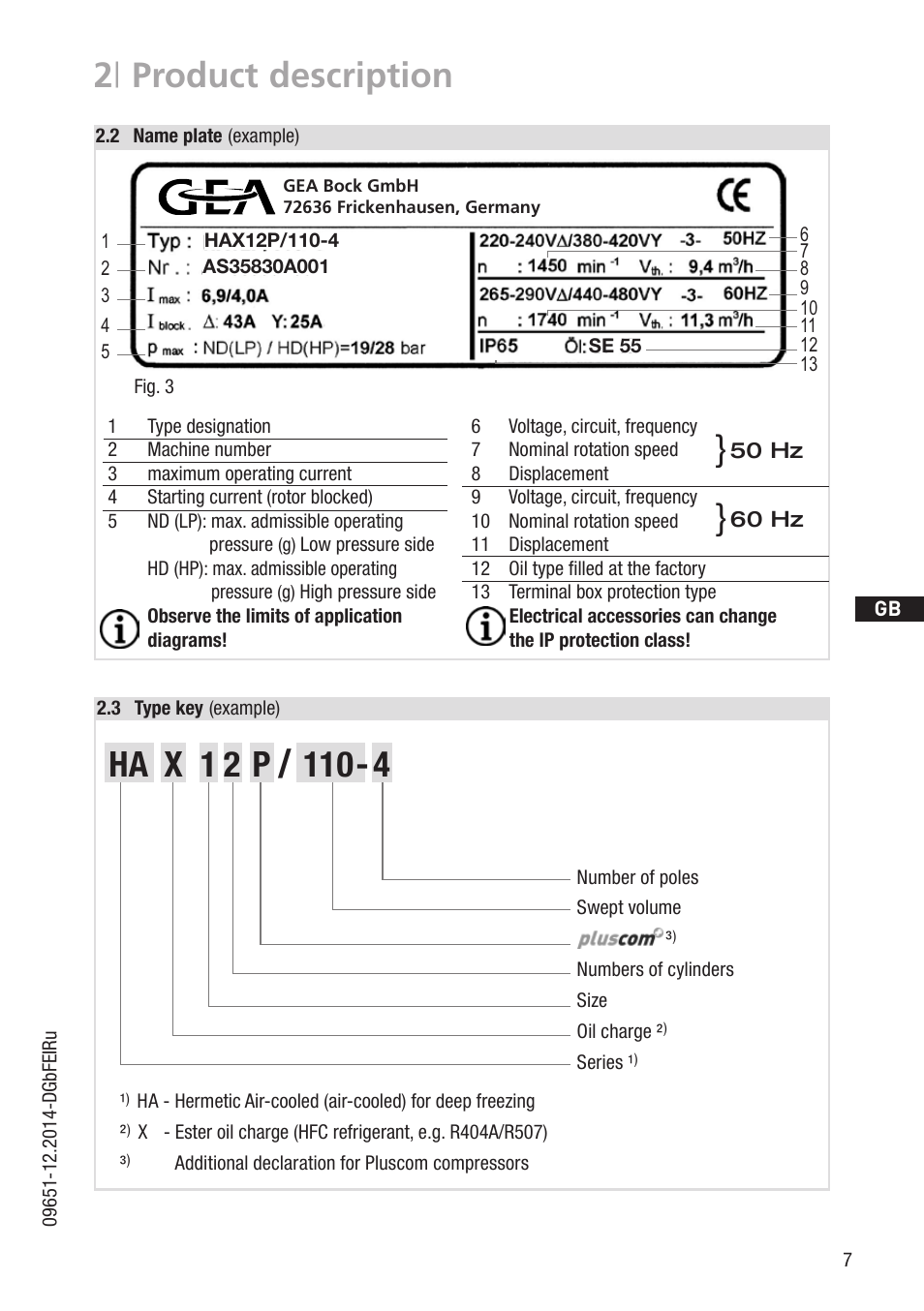 2 | product description, 50 hz 60 hz | GEA Bock HA12P User Manual | Page 7 / 26