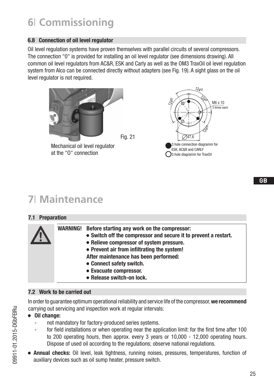 7 | maintenance, 6 | commissioning | GEA Bock HA5 User Manual | Page 25 / 32