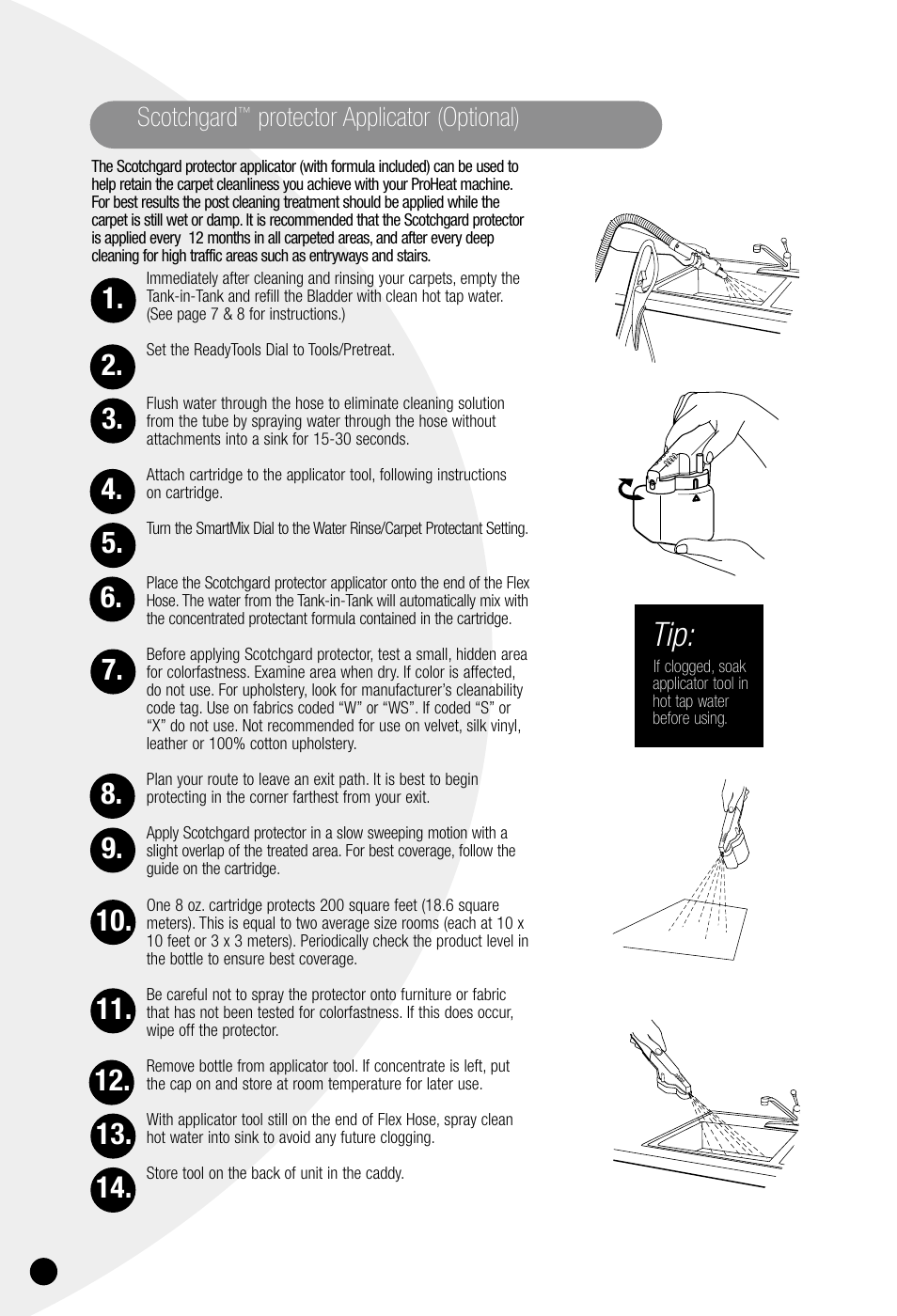Scotchgard, Protector applicator (optional) | Bissell ProHeat 7950 User Manual | Page 14 / 24