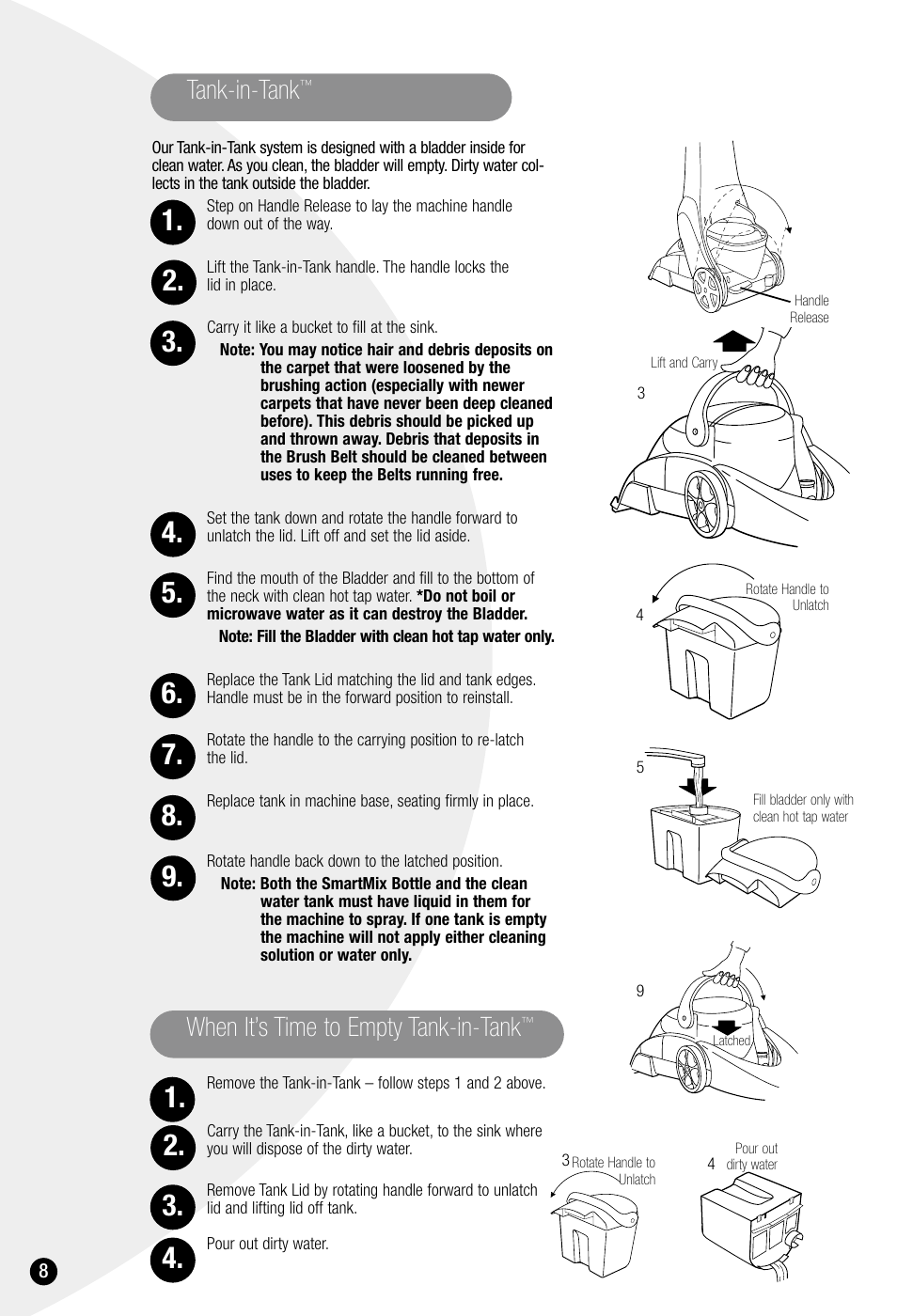 Tank-in-tank, When it’s time to empty tank-in-tank | Bissell ProHeat 7950 User Manual | Page 8 / 24