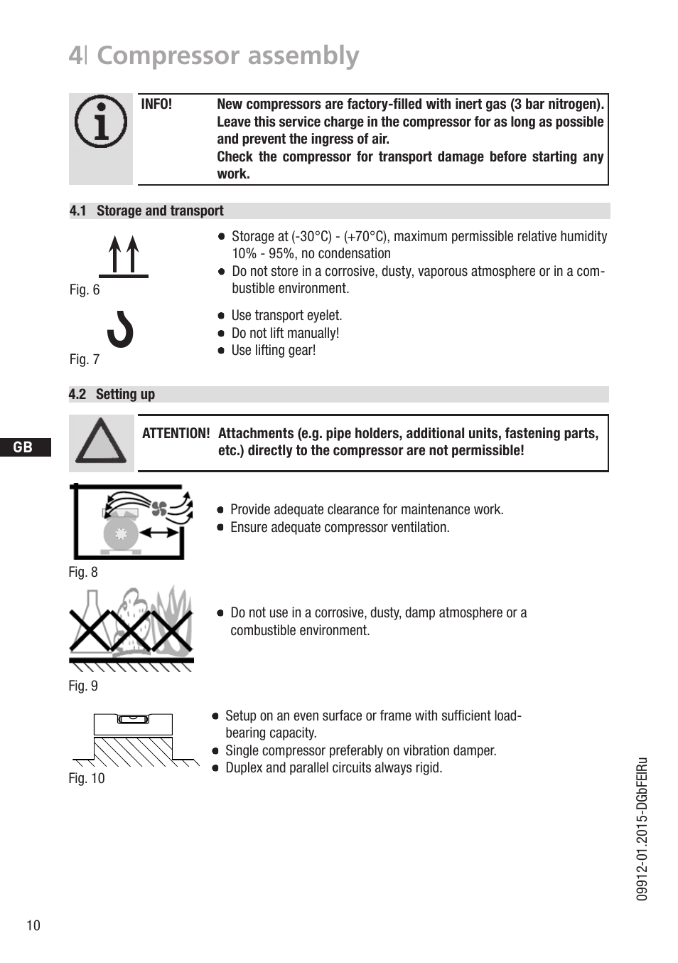 4 | compressor assembly, 1 wasserwaage, 2 setting up | GEA Bock HA6 User Manual | Page 10 / 32