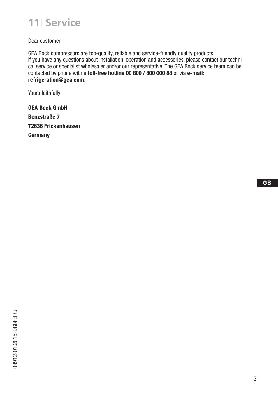 11 | service | GEA Bock HA6 User Manual | Page 31 / 32