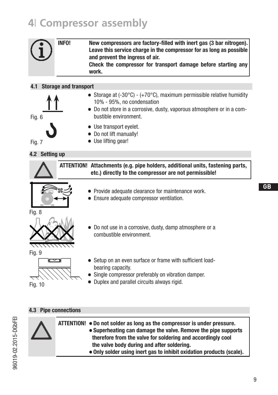 4 | compressor assembly, 1 wasserwaage, D gb f e | GEA Bock HG22Р CO2 User Manual | Page 9 / 28