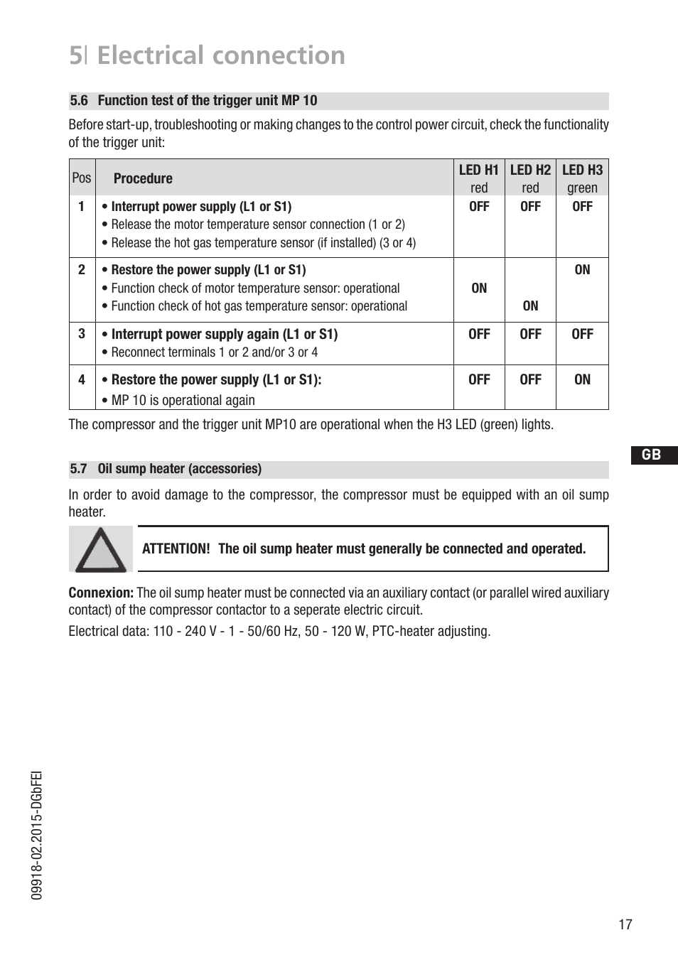 5 | electrical connection | GEA Bock HG34P CO2 User Manual | Page 17 / 28