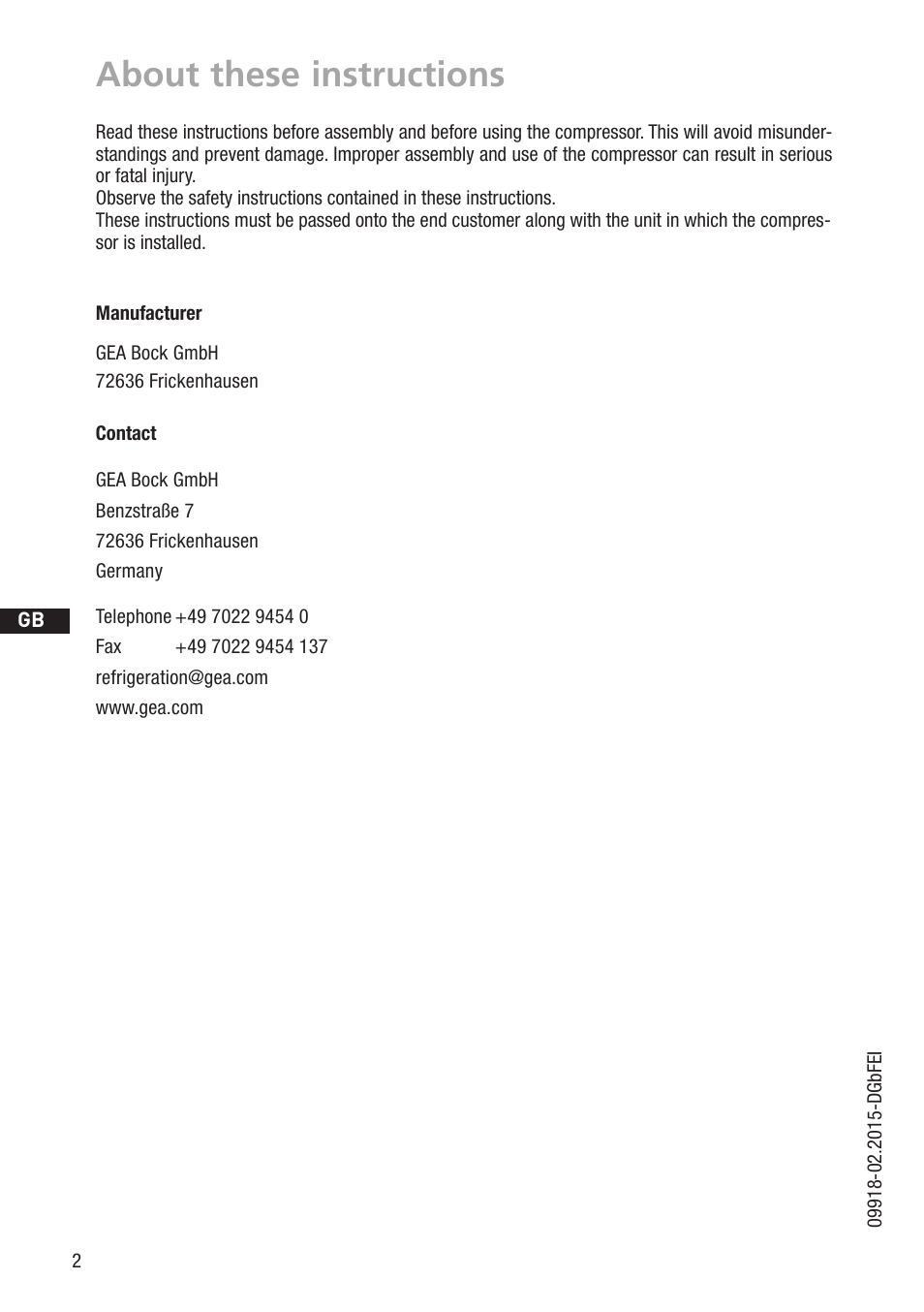 About these instructions | GEA Bock HG34P CO2 User Manual | Page 2 / 28