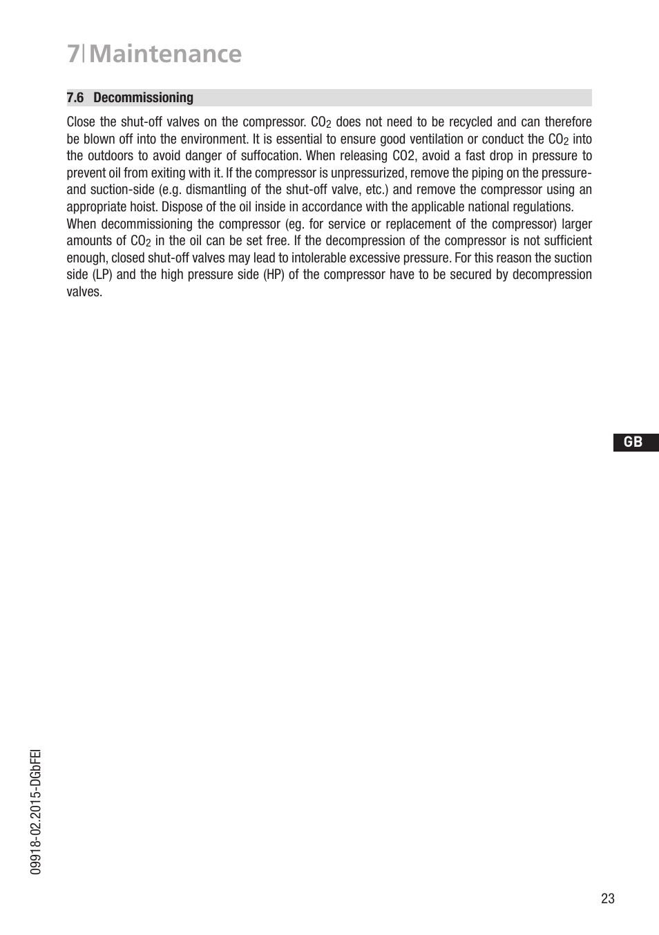 7 | maintenance | GEA Bock HG34P CO2 User Manual | Page 23 / 28