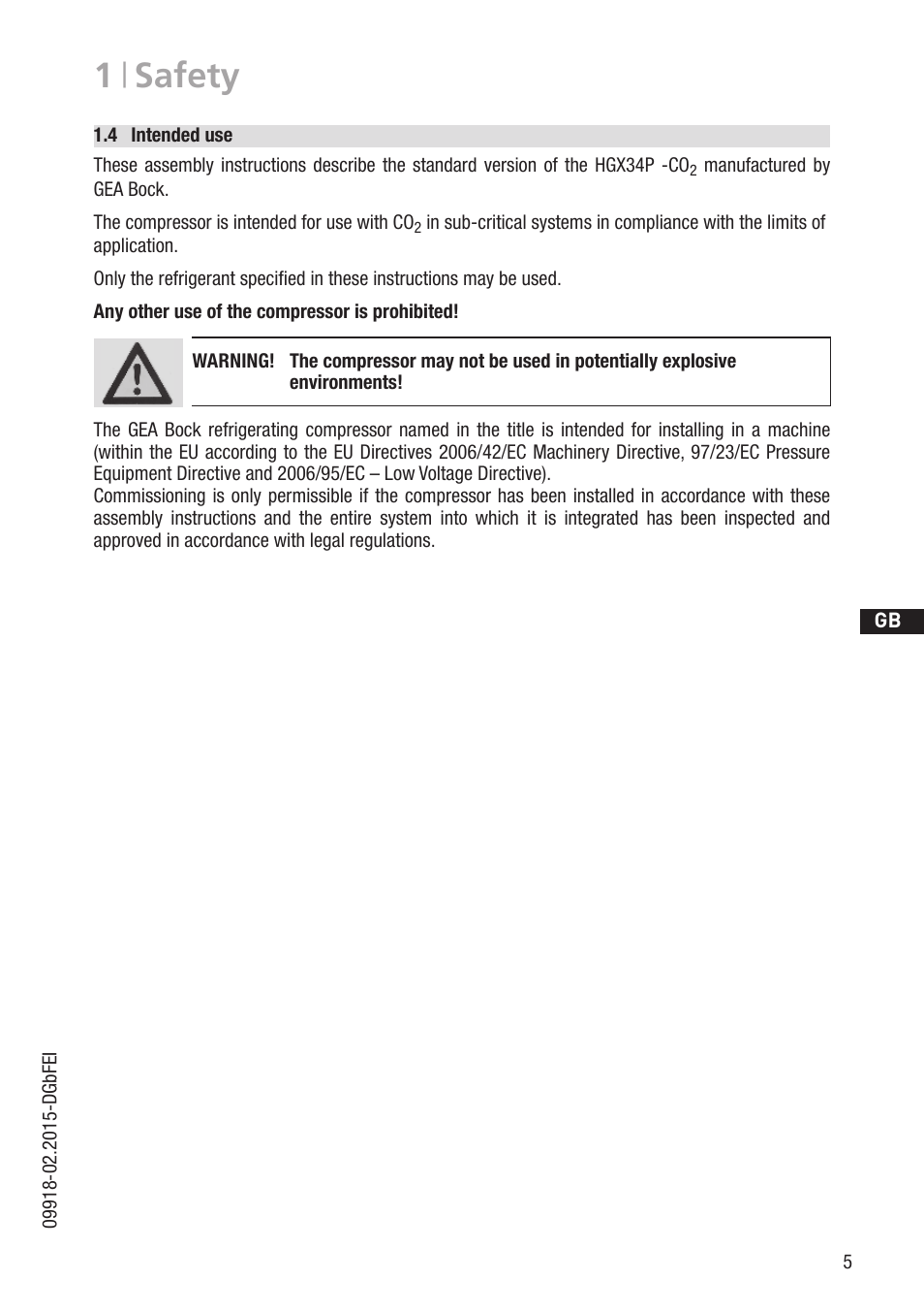 1 | safety | GEA Bock HG34P CO2 User Manual | Page 5 / 28