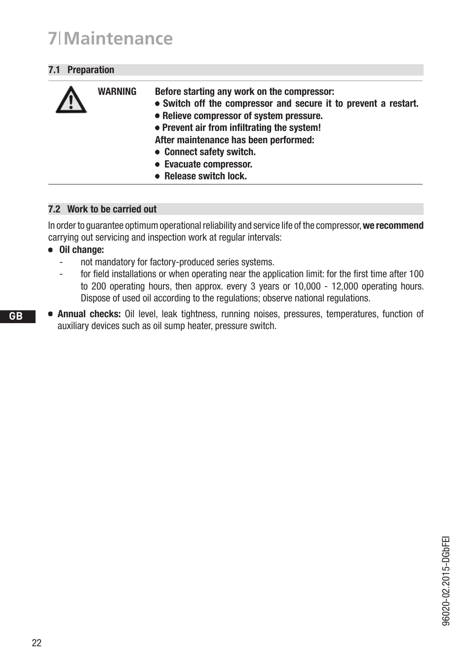 7 | maintenance | GEA Bock HG4 CO2 User Manual | Page 22 / 30