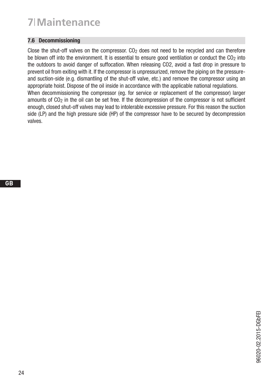 7 | maintenance | GEA Bock HG4 CO2 User Manual | Page 24 / 30