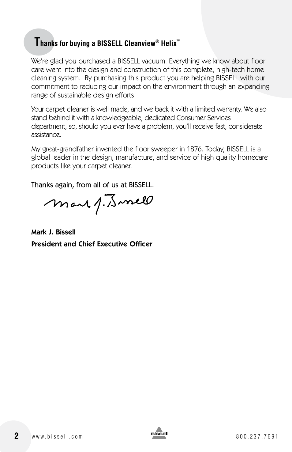Bissell Cleanview Helix 22C1 User Manual | Page 2 / 16