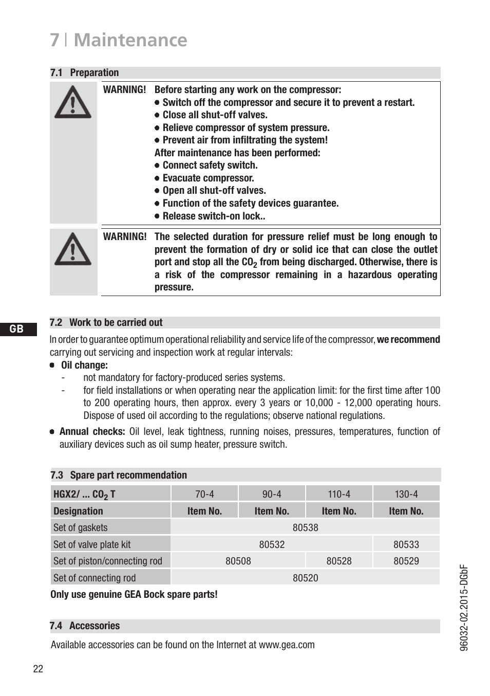 7 | maintenance | GEA Bock HGX2 CO2 T User Manual | Page 22 / 28