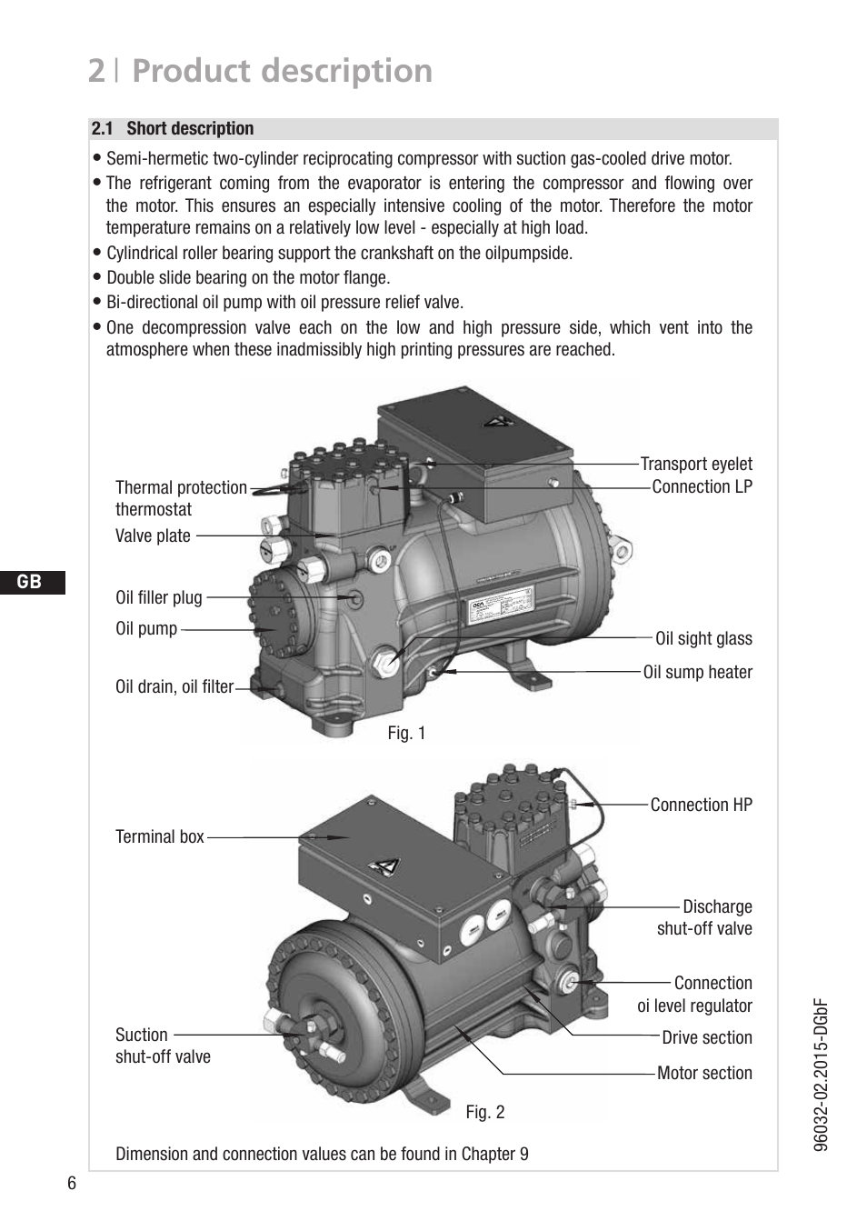 2 | product description, D gb f e, Double slide bearing on the motor flange | GEA Bock HGX2 CO2 T User Manual | Page 6 / 28
