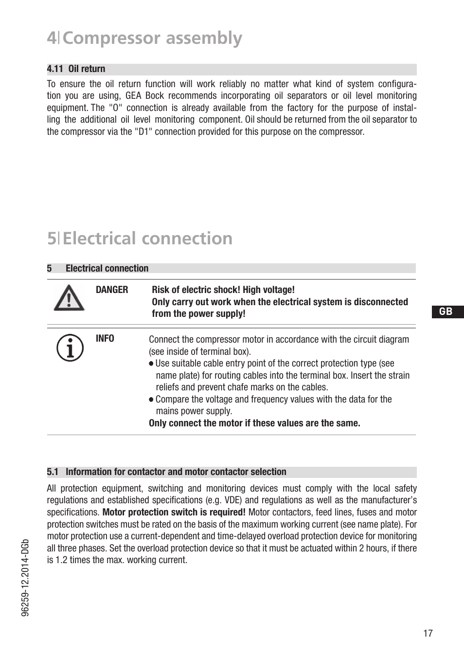 5 | electrical connection, 4 | compressor assembly | GEA Bock HGX46 CO2 T User Manual | Page 17 / 40