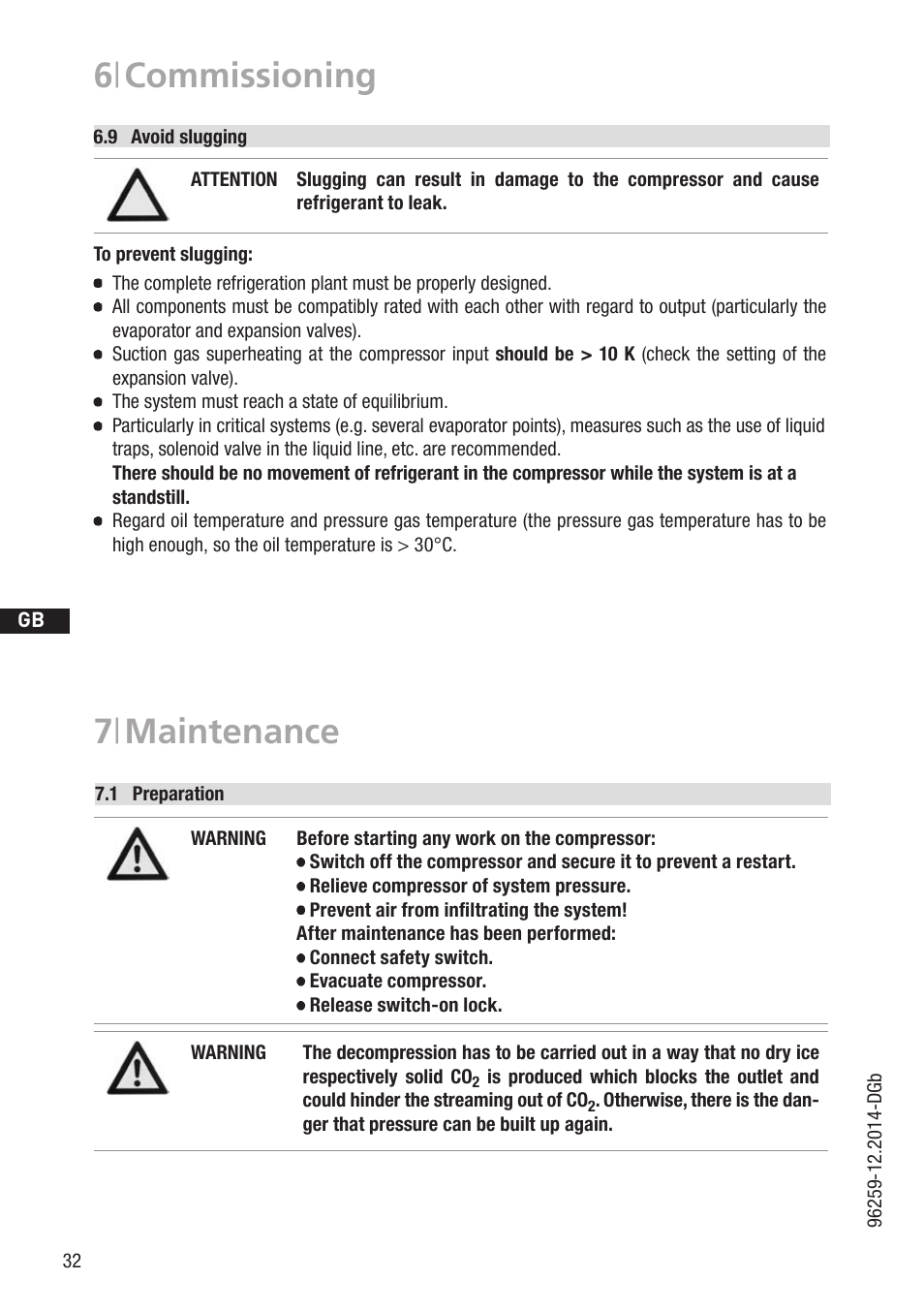 7 | maintenance, 6 | commissioning | GEA Bock HGX46 CO2 T User Manual | Page 32 / 40