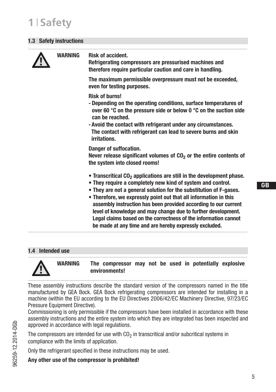 1 | safety | GEA Bock HGX46 CO2 T User Manual | Page 5 / 40