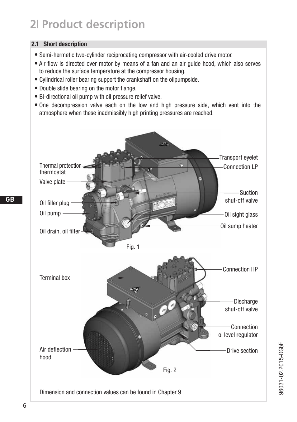 2 | product description, D gb f e, Double slide bearing on the motor flange | GEA Bock HAX2 CO2 T User Manual | Page 6 / 28