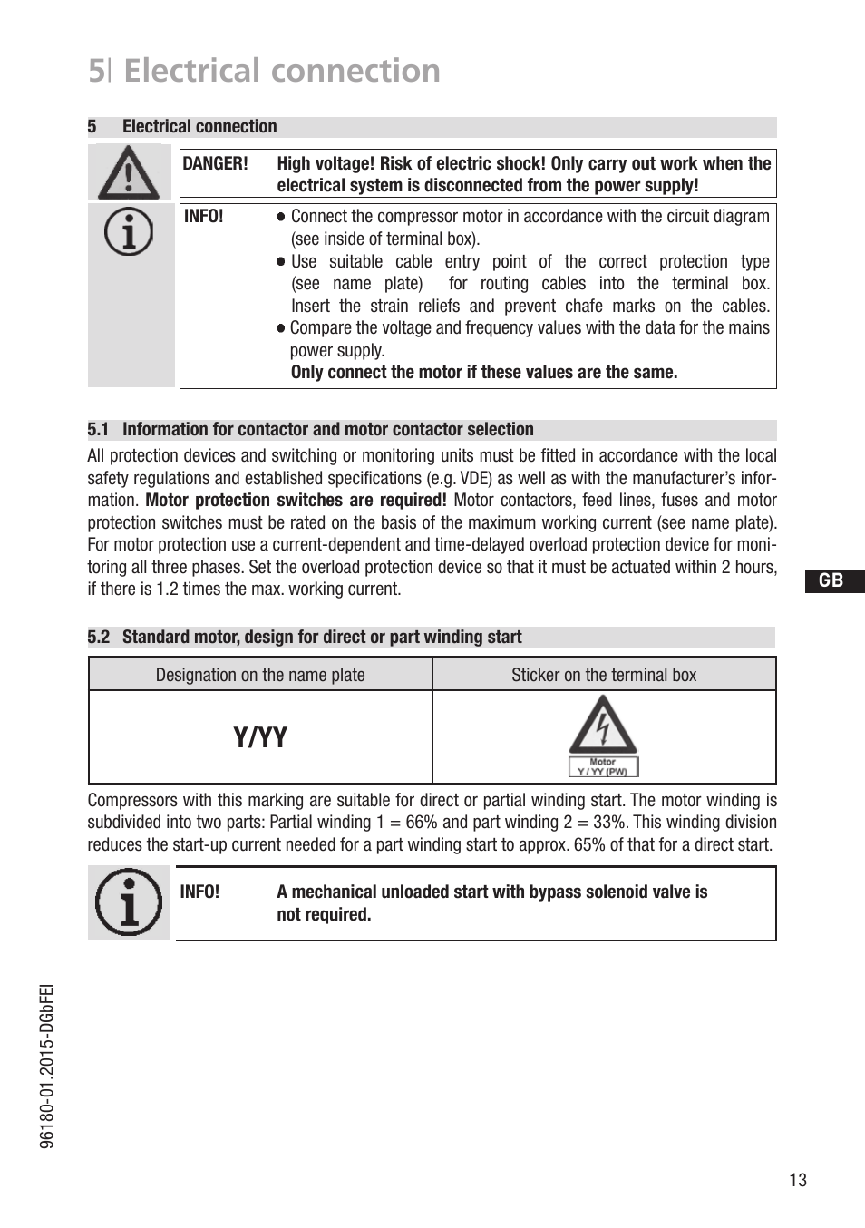 5 | electrical connection, Y/yy | GEA Bock HG5 R134a User Manual | Page 13 / 32