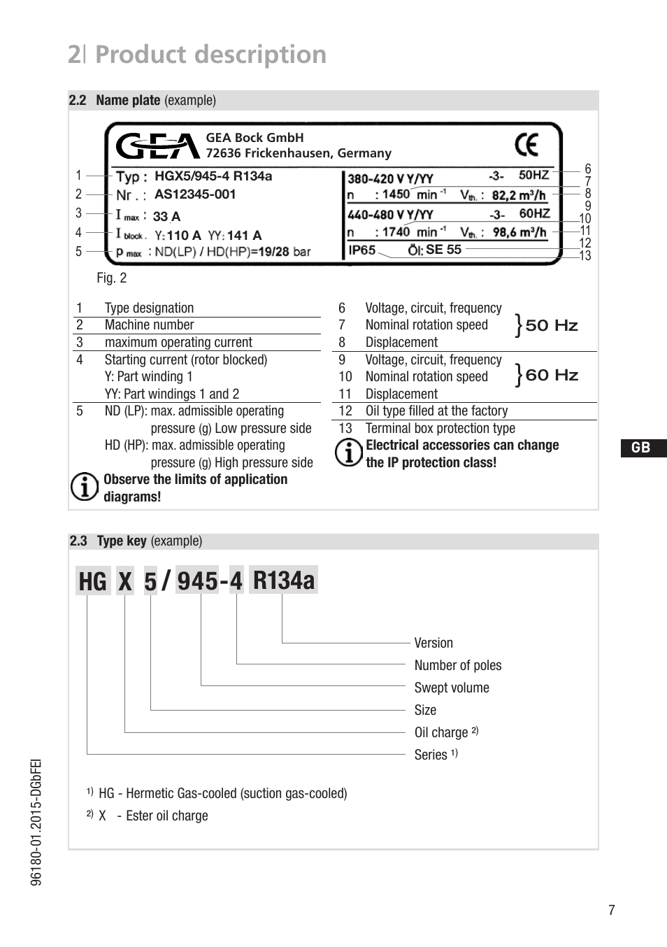 2 | product description, R134a | GEA Bock HG5 R134a User Manual | Page 7 / 32
