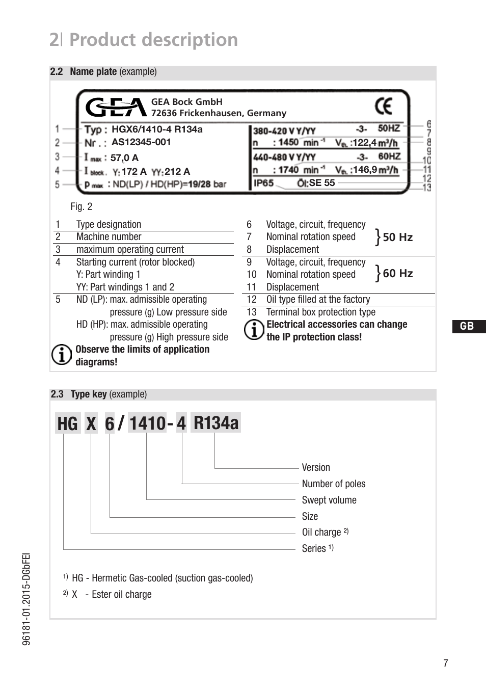 2 | product description, R134a | GEA Bock HG6 R134a User Manual | Page 7 / 32
