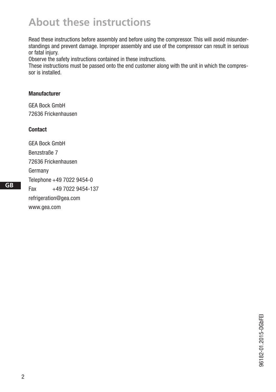 About these instructions | GEA Bock HG7 R134a User Manual | Page 2 / 32