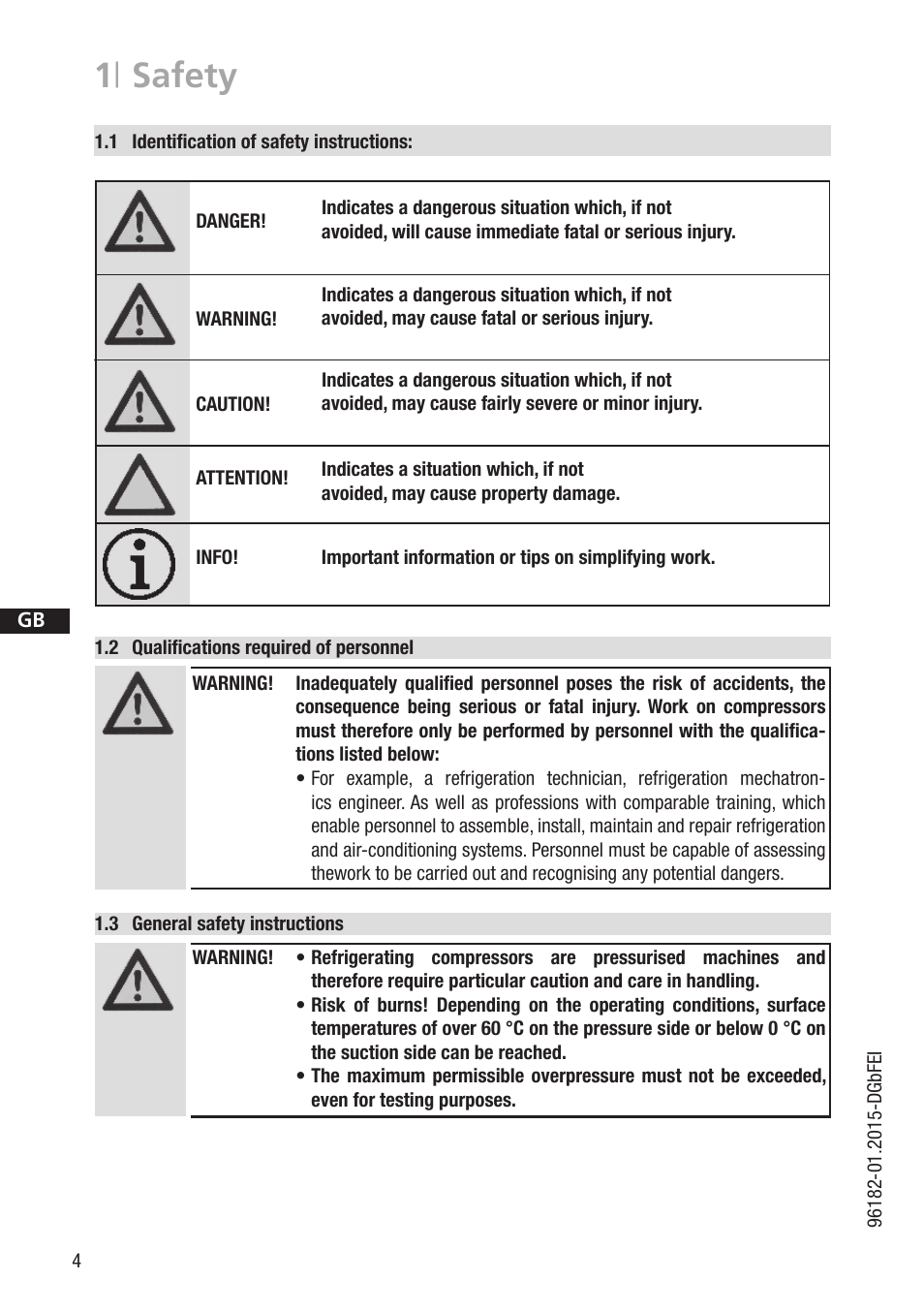 1 | safety | GEA Bock HG7 R134a User Manual | Page 4 / 32