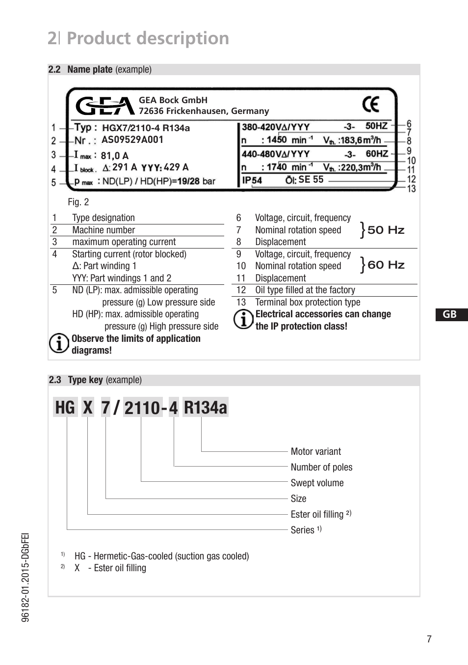 2 | product description, R134a | GEA Bock HG7 R134a User Manual | Page 7 / 32