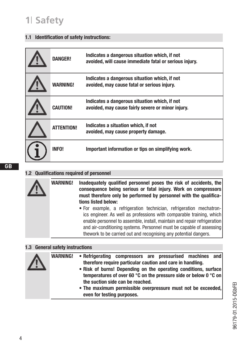 1 | safety | GEA Bock HG4 R134a User Manual | Page 4 / 32