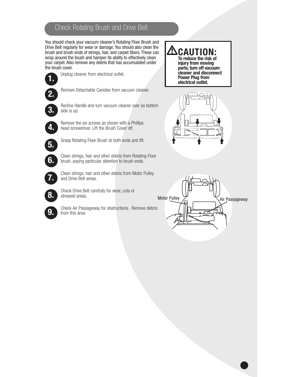 Caution | Bissell 3750  EN User Manual | Page 11 / 16