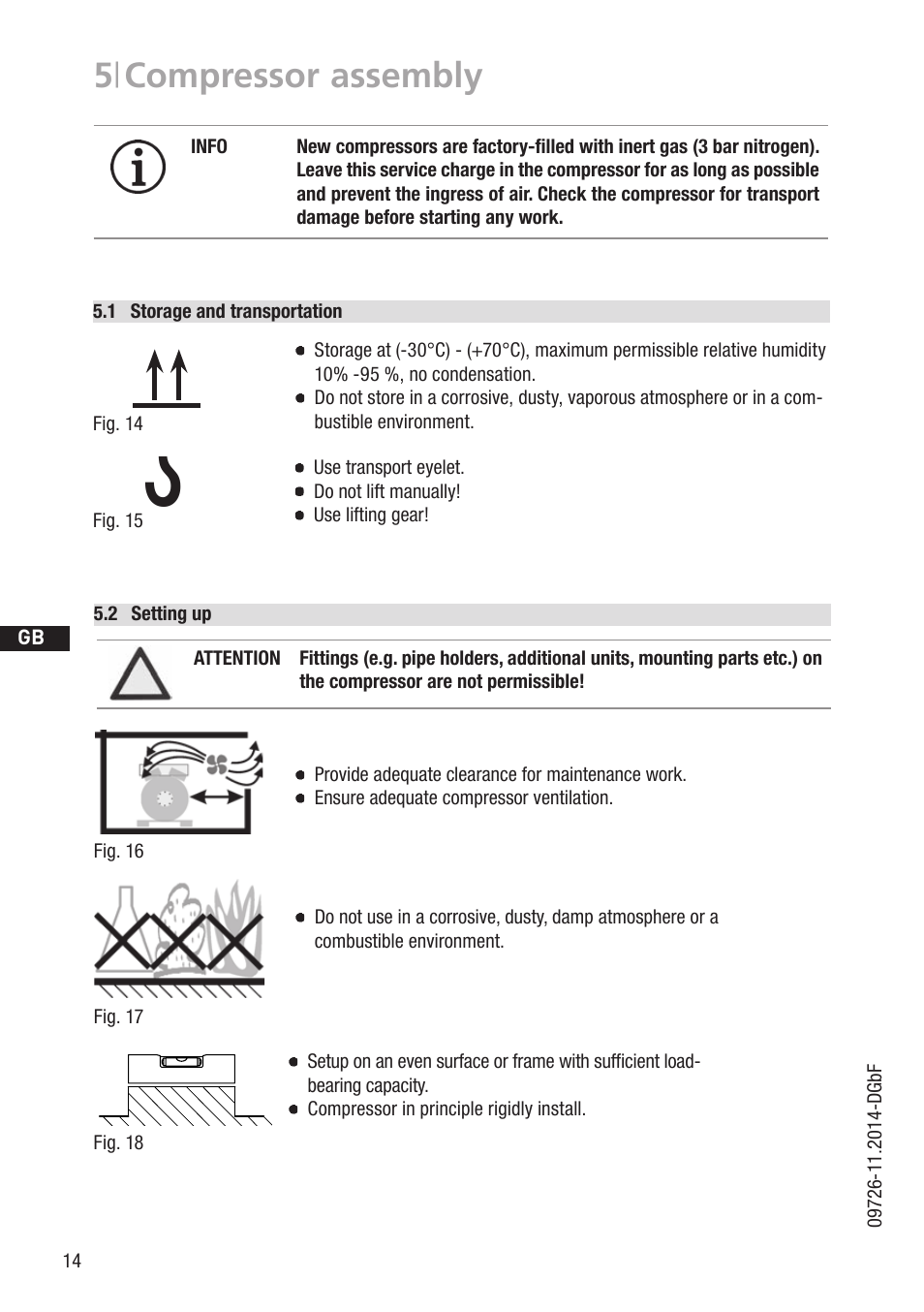 5 | compressor assembly, 1 wasserwaage, D gb f e | GEA Bock HGZ7 User Manual | Page 14 / 42