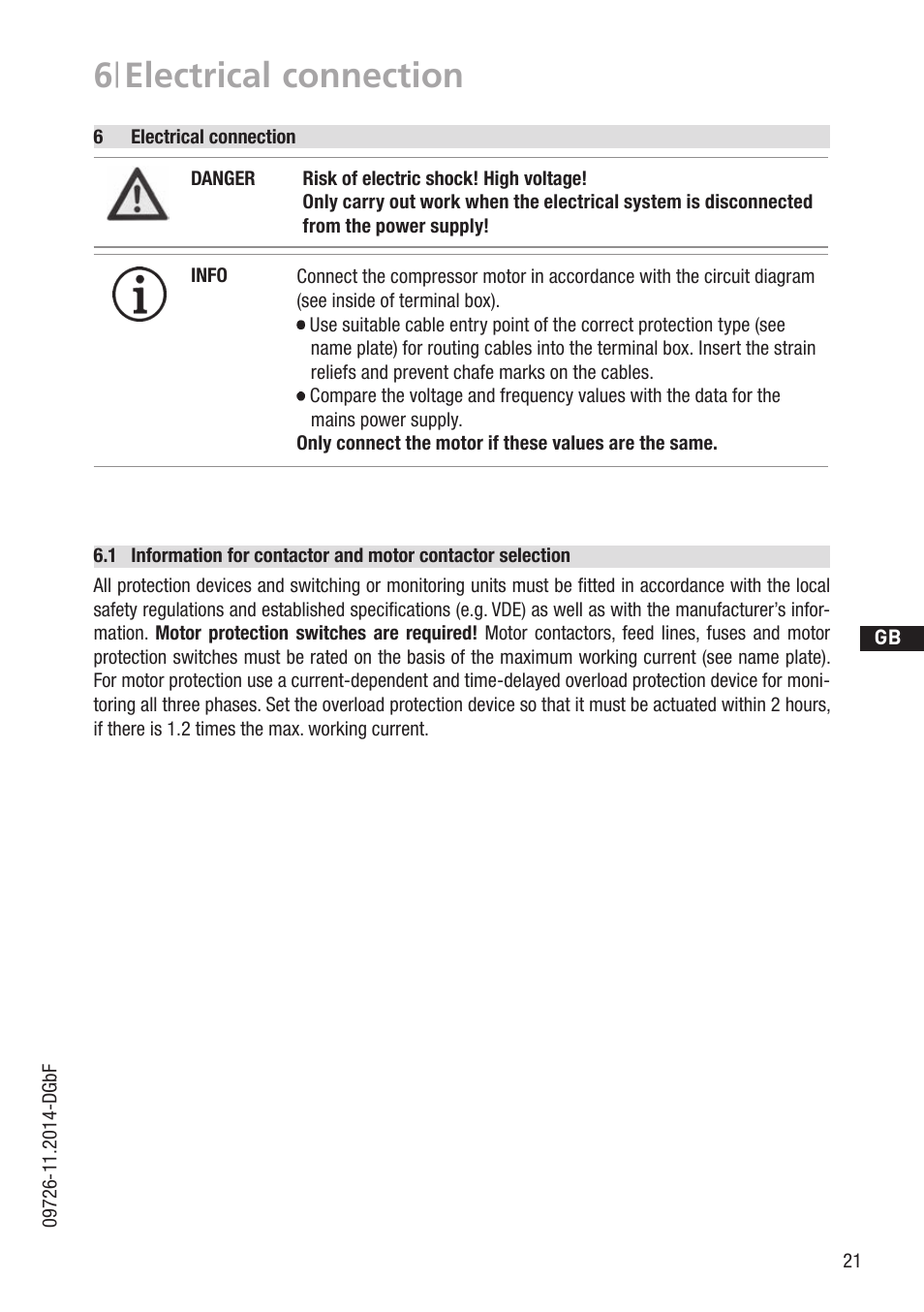 6 | electrical connection | GEA Bock HGZ7 User Manual | Page 21 / 42