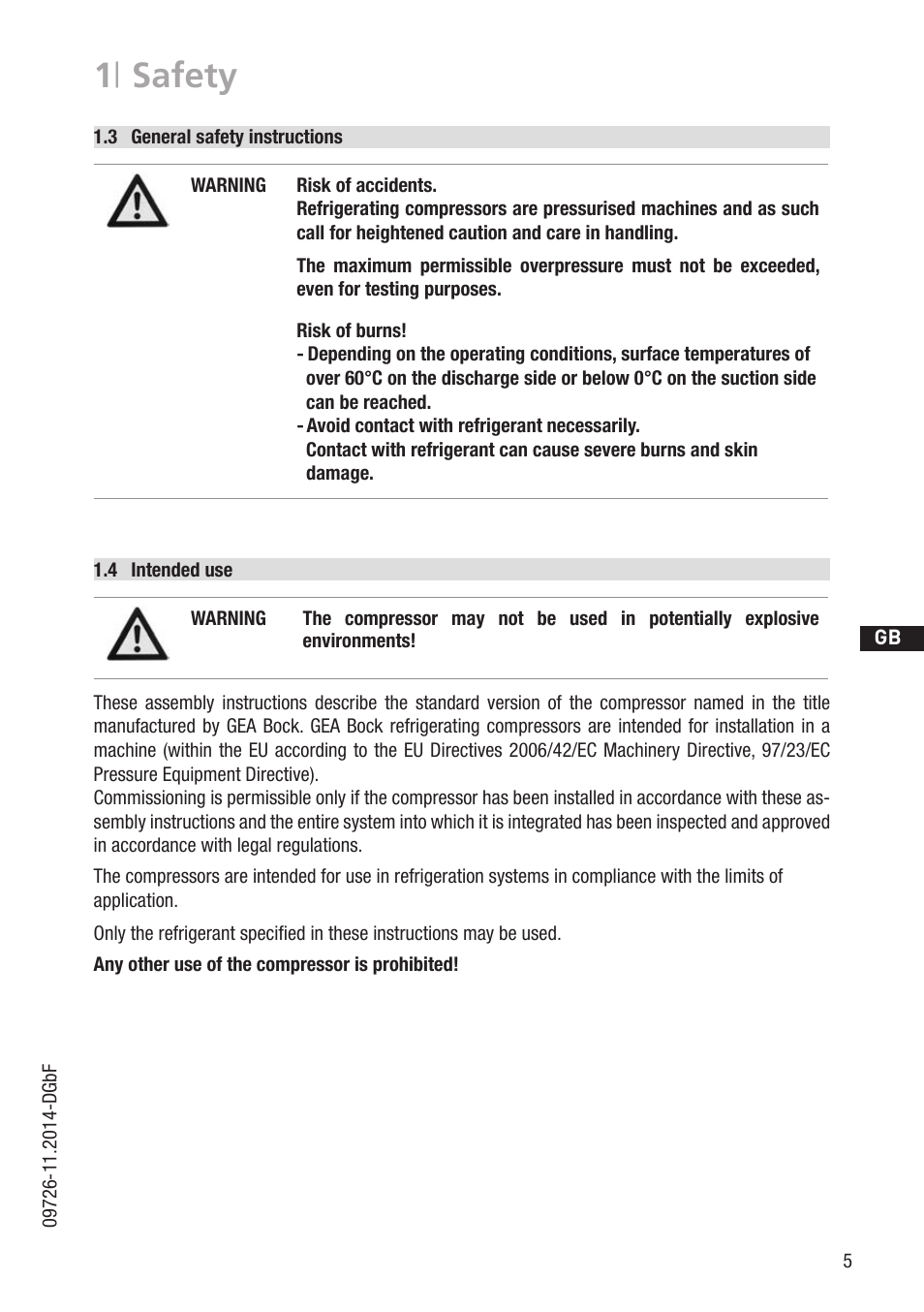 1 | safety | GEA Bock HGZ7 User Manual | Page 5 / 42