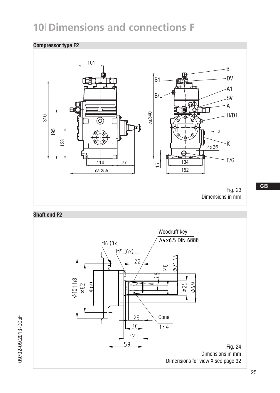 10 | dimensions and connections f | GEA Bock F User Manual | Page 25 / 44