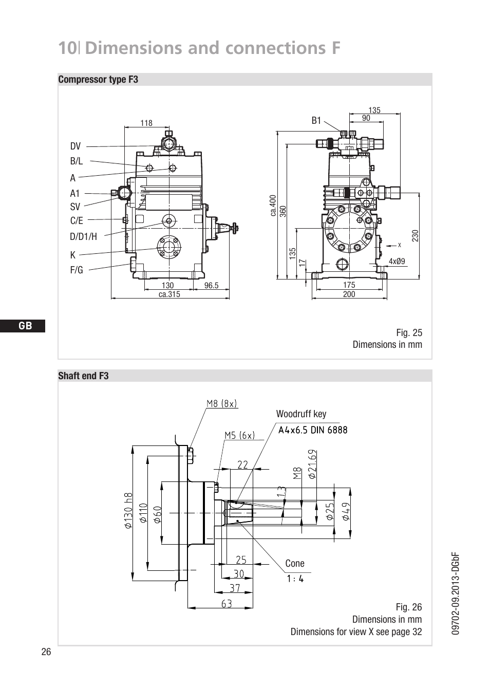 10 | dimensions and connections f | GEA Bock F User Manual | Page 26 / 44