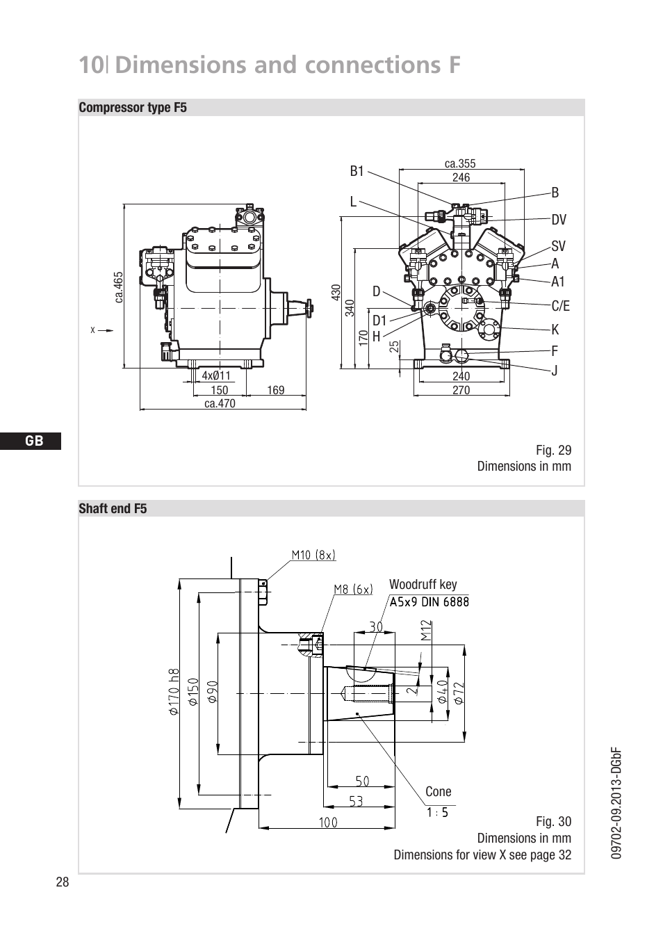 10 | dimensions and connections f | GEA Bock F User Manual | Page 28 / 44