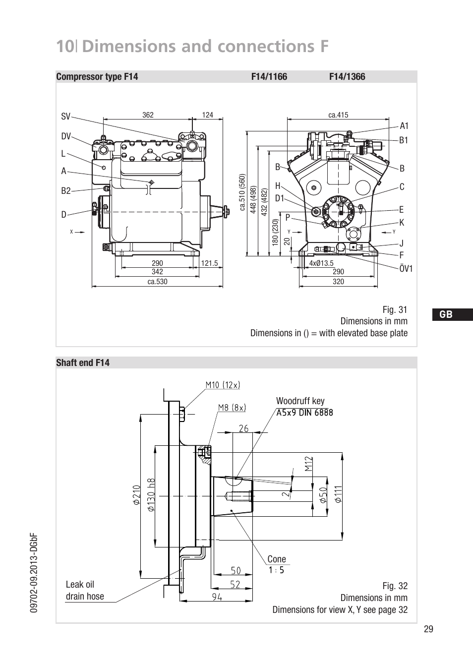 10 | dimensions and connections f | GEA Bock F User Manual | Page 29 / 44