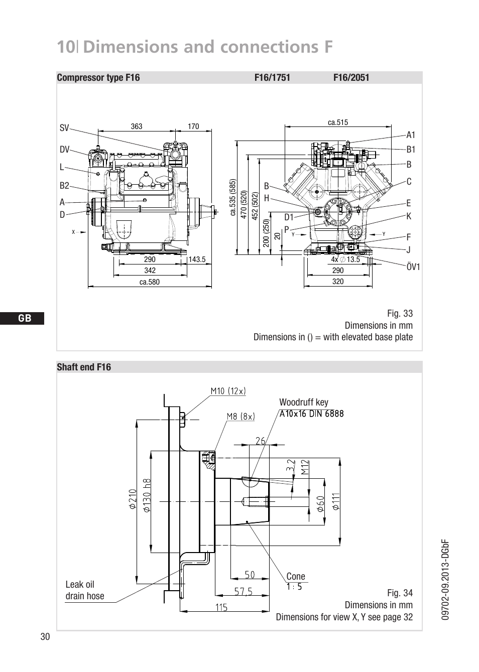 10 | dimensions and connections f | GEA Bock F User Manual | Page 30 / 44