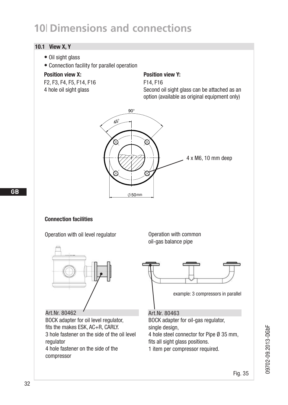 10 | dimensions and connections | GEA Bock F User Manual | Page 32 / 44