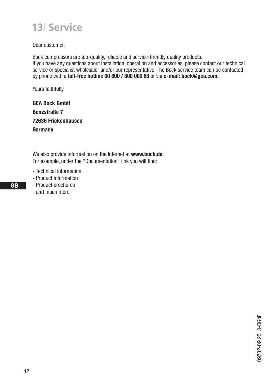 13 | service | GEA Bock F User Manual | Page 42 / 44