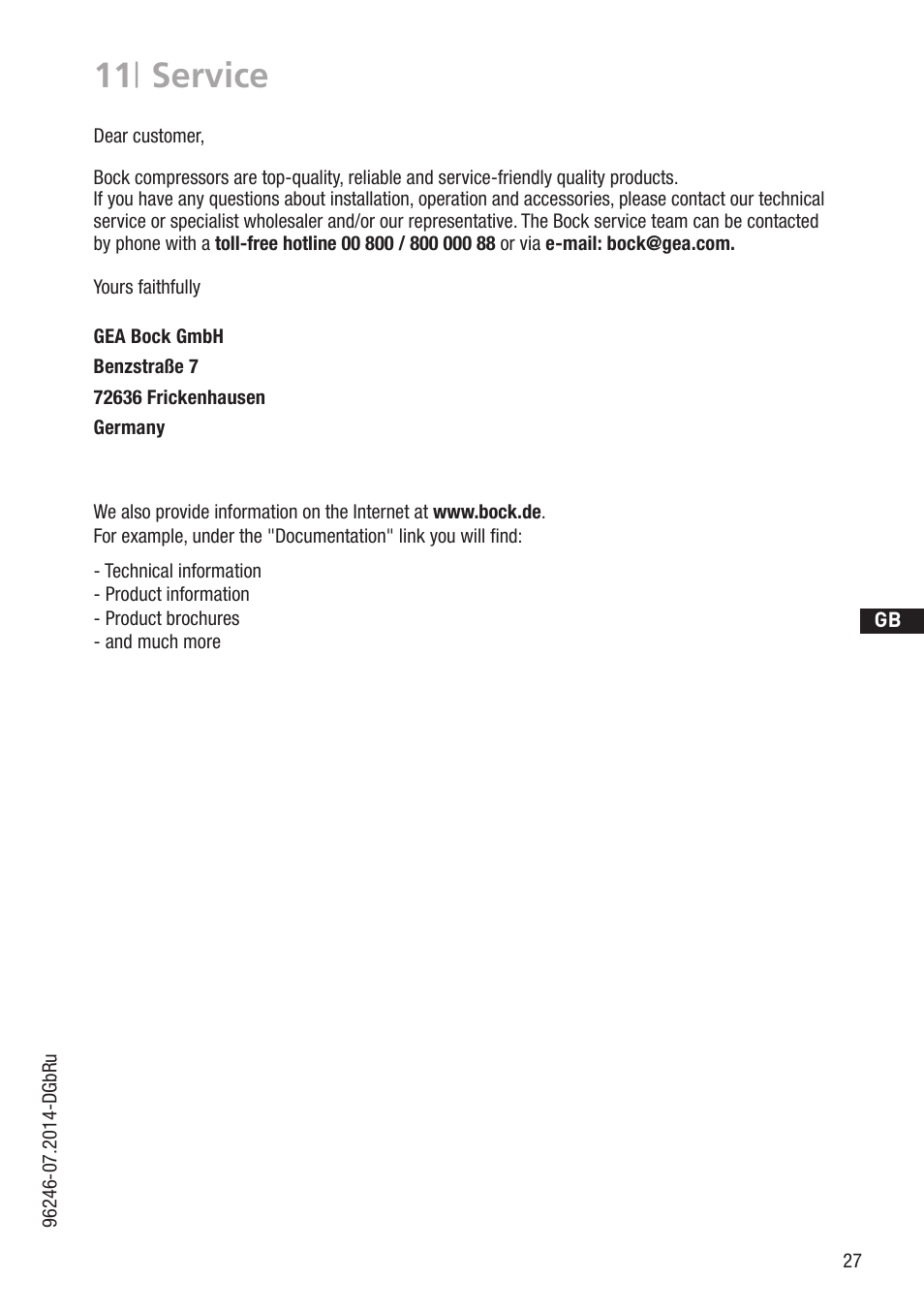 11 | service | GEA Bock F18 User Manual | Page 27 / 28