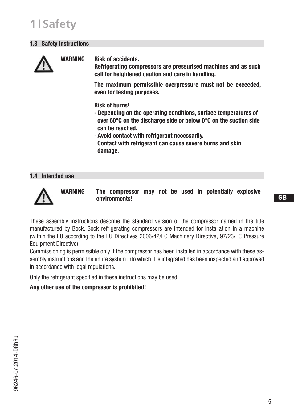 1 | safety | GEA Bock F18 User Manual | Page 5 / 28