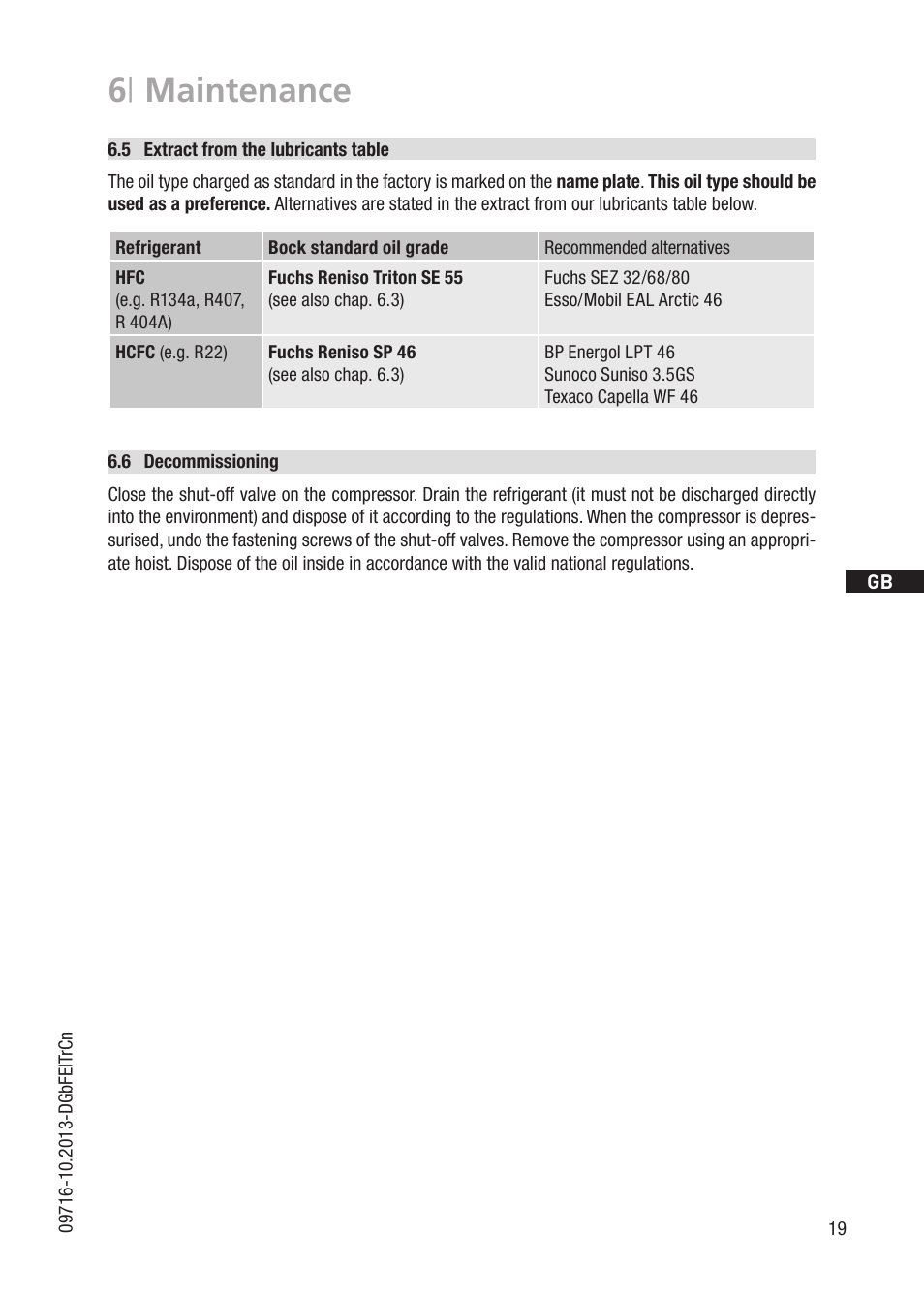 6 | maintenance | GEA Bock FK40 User Manual | Page 19 / 26