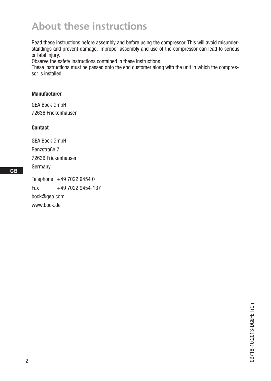 About these instructions | GEA Bock FK40 User Manual | Page 2 / 26