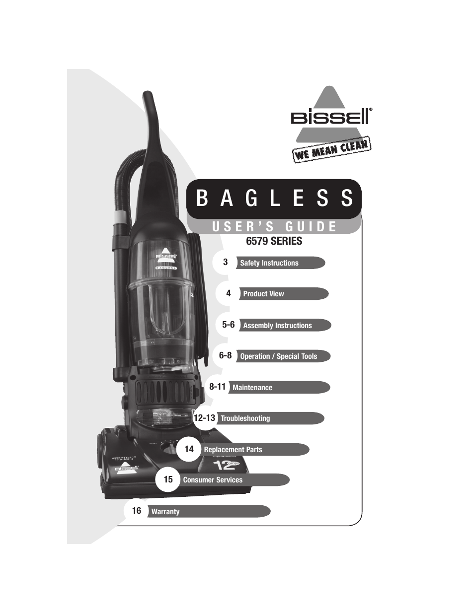 Bissell Bagless 6579 series User Manual | 16 pages