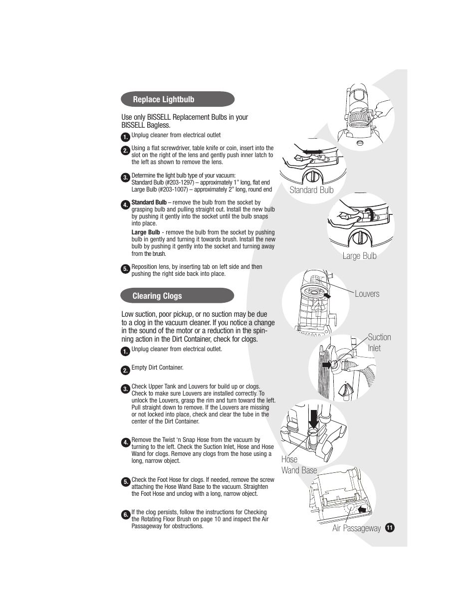 Bissell Bagless 6579 series User Manual | Page 11 / 16