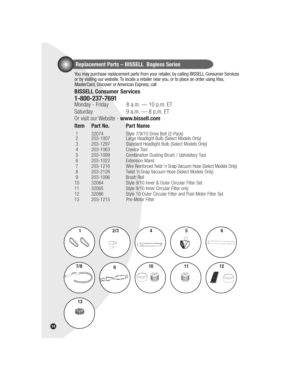 Bissell Bagless 6579 series User Manual | Page 14 / 16