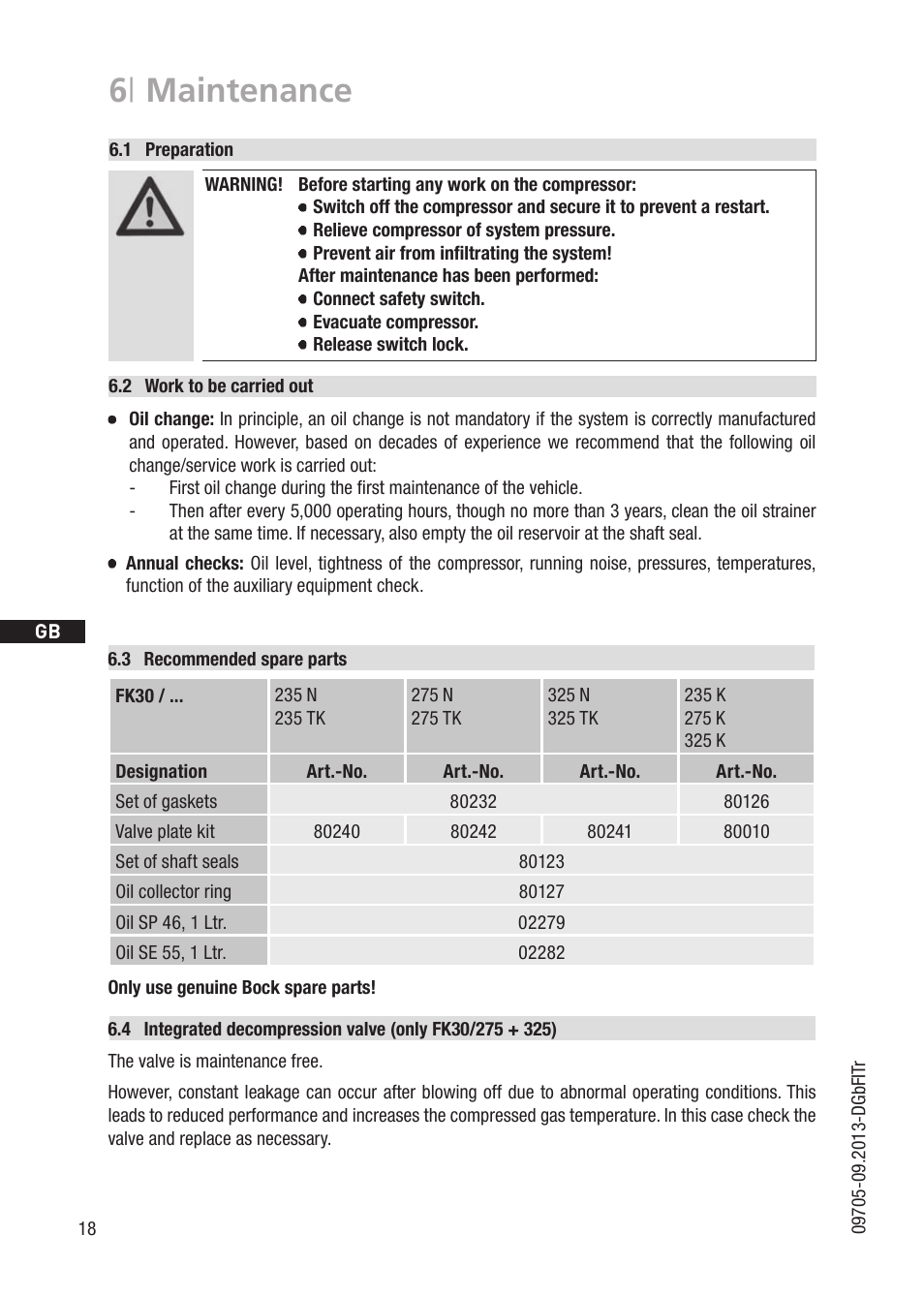 6 | maintenance | GEA Bock FK30 User Manual | Page 18 / 26