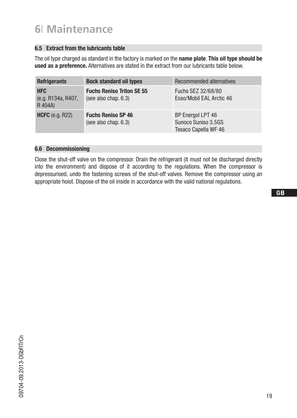 6 | maintenance | GEA Bock FK50 User Manual | Page 19 / 26