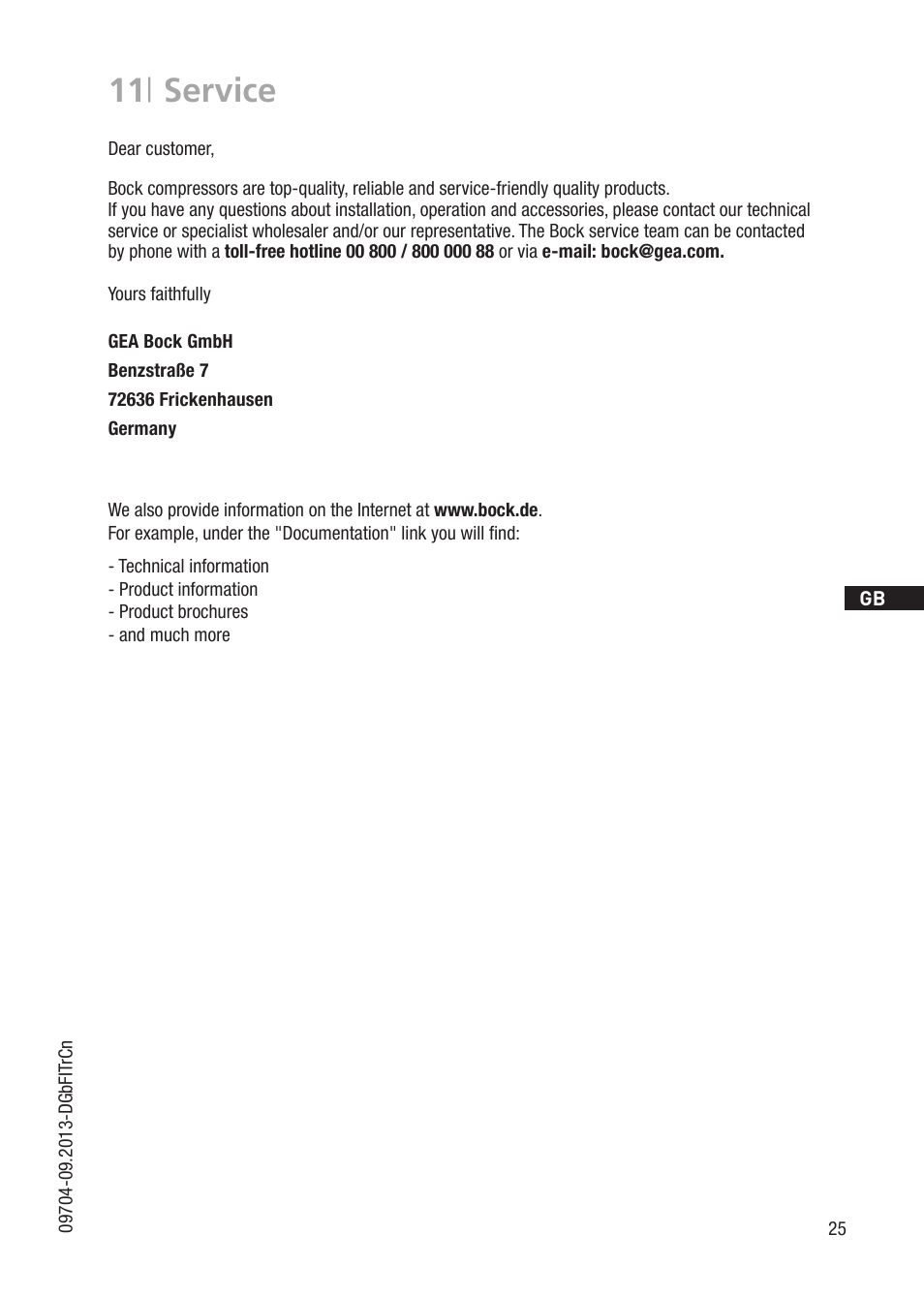 11 | service | GEA Bock FK50 User Manual | Page 25 / 26